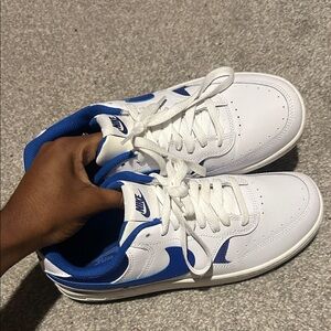 Nike White and Royal Blue Athletic Shoes